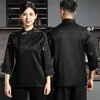 Roupa de trabalho de chef de restaurante ocidental de alta qualidade, manga longa, outono e inverno, roupas brancas masculinas e femininas para catering, hotel, restaurante, padaria e cozinha