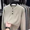 Suéter de Manga Larga para Hombre Estilo Nuevo Primavera y Otoño Color Sólido Ropa Interior para Personas de Mediana Edad y Jóvenes Suéter de Punto Casual Camiseta Suéter de Cuello Redondo Hombre