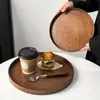 Bandeja de Chá Japonesa Bandeja de Frutas Bandeja Redonda de Madeira Doméstica Bandeja de Lanches Prato de Jantar Bandeja de Armazenamento para Copos Bandeja de Sobremesa Bolo