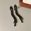 Pendientes de Borla con Flor de Zircón de Aguja de Plata Transfronterizos, Pendientes de Moda y Elegantes, Pendientes de Lujo Ligero y de Gama Alta, Diseño de Nicho