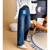 Altamente recomendado! Duas versões de calças retas de corte justo e perna estreita para mulheres, calças jeans largas de outono retrô H091206