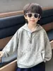 Sudadera unisex con capucha Q088 para niños y niñas, casual y de corte holgado, estilo nuevo con estampado de estrella de cinco puntas, adecuada para primavera y otoño
