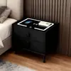 Mesita de Noche Inteligente de Madera Maciza, Gabinete de Noche de Lujo Alto para Dormitorio, Gabinete de Almacenamiento de Noche Moderno Simple Multifuncional