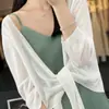 Cardigan Curto Tricotado Casual Solto de Manga Três Quartos, Cor Sólida Fina, Gola V Sem Botões, Peça de Roupa para Ambientes com Ar Condicionado, Primavera/Verão 2026