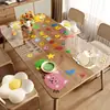 Tapete de Mesa Transparente Dopamina Vidro Macio PVC À Prova d'Água, À Prova de Óleo, Anti-Queimadura, Sem Lavar Toalha de Mesa Desenho Animado Mesa de Centro Mesa de Jantar Tapete
