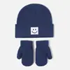 Gorro de Punto para Bebé Moda Versátil Gorro de Lana Lindo Patrón de Cara Sonriente Gorro de Ponerse Sombrero de Otoño Invierno Sombrero para Niños