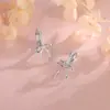 Brincos de zircônia em formato de laço totalmente cravejados para mulheres, elegantes e doces, luxo leve com um toque de alta qualidade, populares em transmissões ao vivo na internet, brincos super brilhantes