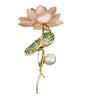Guofeng Estanque de Lotos Luz de Luna Moda Elegante Broche Flor Hoja de Loto Creativo Estilo Pintura al Óleo a Color Pin Suéter Cárdigan Accesorios