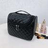 Bolsa de cosméticos de viaje sencilla y a la moda, gran capacidad, gran tamaño, bordado rómbico, gancho para colgar, bolsa de aseo, bolsa de cosméticos, bolsa de almacenamiento