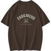 Camiseta de algodón pesado estilo americano 260g para hombre, manga corta de verano, holgada, cuello redondo, ropa top, algodón estampado con letras, manga media
