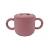 Taza de Silicona para Snacks Infantil Transfronteriza con Doble Asa, Asa, Popote Recto Curvo, Anticaídas, Suave, Taza de Agua Creativa, Taza con Popote