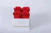Cubo de Abrazo Cuadrado de Flores Eternas Transfronterizo 4 Rosas Reales Día de San Valentín Chino Navidad Caja de Regalo de Flores Eternas Fábrica Venta al por Mayor