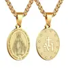 El producto transfronterizo más vendido de Amazon: Collar con colgante de cruz de medalla de retrato de doble cara de acero inoxidable para hombres y mujeres, al por mayor