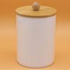 Caja de almacenamiento de bastoncillos de algodón con tapa de bambú caja de algodón desmaquillante frasco de almacenamiento apilable transparente para baño caja de bolas de algodón acrílica con tapa antipolvo
