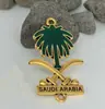 Chaveiro Pingente de Liga Metálica com Emblema Nacional da Arábia Saudita para DIY - Acessórios com Padrão de Gotejamento de Óleo em Ambos os Lados - Em Estoque para Atacado