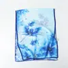 Pañuelo de Seda Estampado Floral de Mariposa Flor Cortada Primavera y Verano Pañuelo Largo Grande Chal de Viaje de Alta Gama Protección Solar Pañuelo para Mujer Pañuelo para la Cabeza
