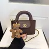 Bolsa Pequena Quadrada Retrô com Padrão de Losangos Outono Inverno Bolsa de Mão Patchwork Color Blocking Bolsa Feminina Fornecimento Direto da Fábrica Bolsa de Ombro Bolsa Transversal
