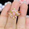 Transmisión en vivo de celebridad en línea Nuevo traje Simulación Color Turmalina Color Caramelo Anillo Abierto Anillo de Oro Rosa de 18K para Mujer
