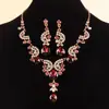 Conjunto de joias de colar e brincos gota d'água ultra brilhantes europeu e americano, conjunto de duas peças de moda de luxo leve europeu e americano para vestidos de noiva, fornecimento transfronteiriço