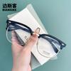 Oz3342 Nuevas Gafas de Sol Pequeñas Metálicas de Alta Gama para PC para Mostrar el Rostro Gafas Marrones Literarias y Versátiles Se Pueden Combinar con Miopía