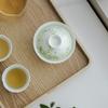 Mingzhi Shanzhi Palabras de barro de jade con ramas y hojas Cubierta Mu Yan Tazón flor de glicina pintada a mano Tazón de té de pared delgada Juego de té kung fu cubierta