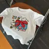 Camiseta Informal de Manga Corta con Estampado de Dibujos Animados para Niñas 2025 Nuevo Verano Moda Infantil Bebé Algodón