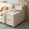 Gabinete Lateral de Madera Maciza para Sofá de Piso con un Toque de Lujo Ligero y Gama Alta, Mesa Lateral Pequeña y Estrecha, Simple y Moderna para la Sala de Estar