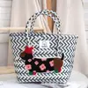 Bolsa Tejida de Perro de Dibujos Animados Retro Dopamina Cesta Tejida a Mano Bolso de Mano para Mujer Versátil para Viajes y Playa