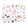 Pingentes de Liga Metálica Rosa Esmaltada Acessórios para Joias DIY Estrela do Mar Flor Chaveiro Encantos Acessórios para Brincos