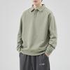 Polo de manga larga pesado retro americano para hombre, camiseta de otoño con solapa suelta para hombre, ropa para hombre 2024