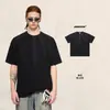 Camiseta de manga corta holgada estilo americano para hombre Bk, 250 g, algodón puro lavado, con diseño degradado de patrón irregular de rayo.
