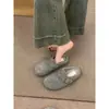Pantuflas tipo Birkenstock de suela plana y forradas de fleece, calzado para mujer, colección otoño/invierno 2025, de suela suave, sin cordones, planas tipo Birkenstock grises