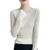 Suéter básico de punto fino de cuello redondo para mujer, de primera línea transfronterizo listo para usar, nuevo modelo 26 otoño/invierno, color liso versátil, capa base de punto ajustada