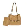 Bolso de hombro transfronterizo nuevo de gran capacidad para mujer, bolso de mano de pana moderno y versátil con estampado de leopardo y diseño de letras, adecuado para el trabajo