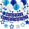 Decoración para Fiesta de Cumpleaños Niños Niñas Fiesta Feliz Cumpleaños Bola de Panal Bandera de Tirar en Espiral Traje Venta al por Mayor Personalizado