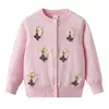 Suéter de primavera y otoño estilo coreano transfronterizo para niños de 1 a 14 años, chaqueta con botones, cárdigan de punto floral de algodón para niñas
