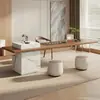 Mesa de Chá de Ilha e Conjunto de Cadeiras em Madeira Maciça Moderno Minimalista para Casa, Sala de Estar, Escritório, Mesa de Chá de Luxo Leve, Novo Modelo, Novo Estilo Chinês