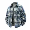 Camisa de Manga Longa Xadrez Retrô Masculina Solta Casual Gola Lapela Roupa Externa Tendência Americana Camisa Xadrez Masculina e Feminina
