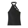 Ropa de mujer transfronteriza 2026 Moda europea y americana casual ajuste ceñido top sin mangas de cuello halter E26460