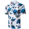 Comercio Electrónico Transfronterizo Camisa Polo de Manga Corta para Hombre Europea y Americana Cuello Camisero Camiseta Estampado de Rosas Tacto de Alta Gama No Planchar POLO Al Por Mayor