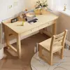 Mesa e Cadeira de Estudo Infantil Toda em Madeira Maciça Mesa de Escrita Moderna Simples Mesa para Alunos do Ensino Fundamental e Médio Uso Doméstico Conjunto de Mesa para Estudante