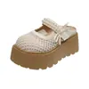 Novos Sapatos de Plataforma Casuais de Verão 2026 Vazados de Solado Grosso para Aumentar a Altura para Mulheres, Tamancos Fechados, Sandálias, Sapatos Respiráveis