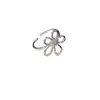 Anillo Minimalista de Diseño de Nicho Floral Plata Brillante, Moda Personalizada Ajustable Vintage Fresco para Mujeres