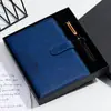 Rejilla de Ventana Magnética Hebilla Cuaderno Simple Cuaderno de Cuero Personalizado Caja de Regalo de Negocios Set Libro de Actas de Reunión