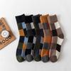 21 calcetines nuevos de otoño e invierno para hombre, calcetines de lana de conejo gruesos y cálidos a cuadros para comercio exterior transfronterizo.