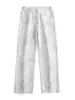 Jeans de estilo americano modernos y desgastados para hombre, diseño casual de pierna recta holgada, con estampados tie-dye y mezclilla de pierna ancha