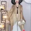 Popular Xale de Franja Oca com Fio Dourado e Prateado para Mulheres Usarem como Roupa Externa no Verão Fino Elegante Proteção Solar Cardigan de Seda Gelada Fabricante Atacado