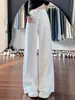Calça jeans branca wide leg feminina, novo estilo de verão, cintura alta, solta, modeladora, versátil, com caimento, plus size, perna reta, pantalona