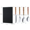 Talheres Ocidentais de Aço Inoxidável com Cabo de Bambu e Padrão de Madeira Imitada, Conjunto de Talheres com Faca, Garfo e Colher, Faca e Garfo para Steak, Caixa de Presente, Conjunto de Quatro Peças