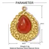 Flor de Piedra Natural Francesa Gota de Agua Diy Colgante de Acero de Titanio Geométrico Ovalado para Mujer Malachita Acero Inoxidable Joyería Colgante